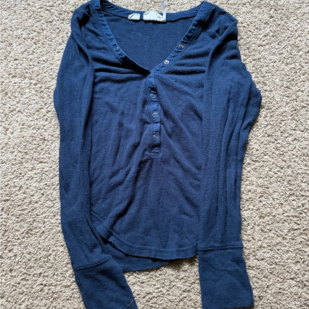 SOLD-Urban Outfitters Navy Henley Top
